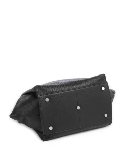 Hirsch Schultertasche genarbtes Leder schwarz