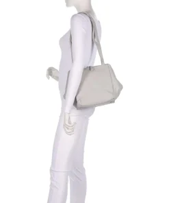 Hirsch Schultertasche genarbtes Leder hellgrau