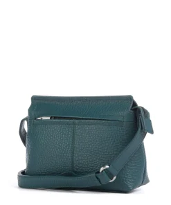 Hirsch Umhängetasche genarbtes Leder petrol