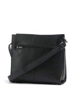 Hirsch Umhängetasche genarbtes Leder schwarz