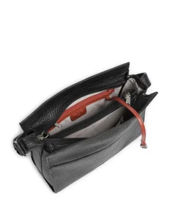 Hirsch Umhängetasche genarbtes Leder schwarz