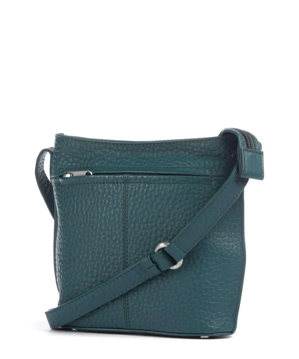 Hirsch Umhängetasche genarbtes Leder petrol