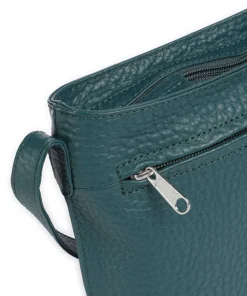 Hirsch Umhängetasche genarbtes Leder petrol