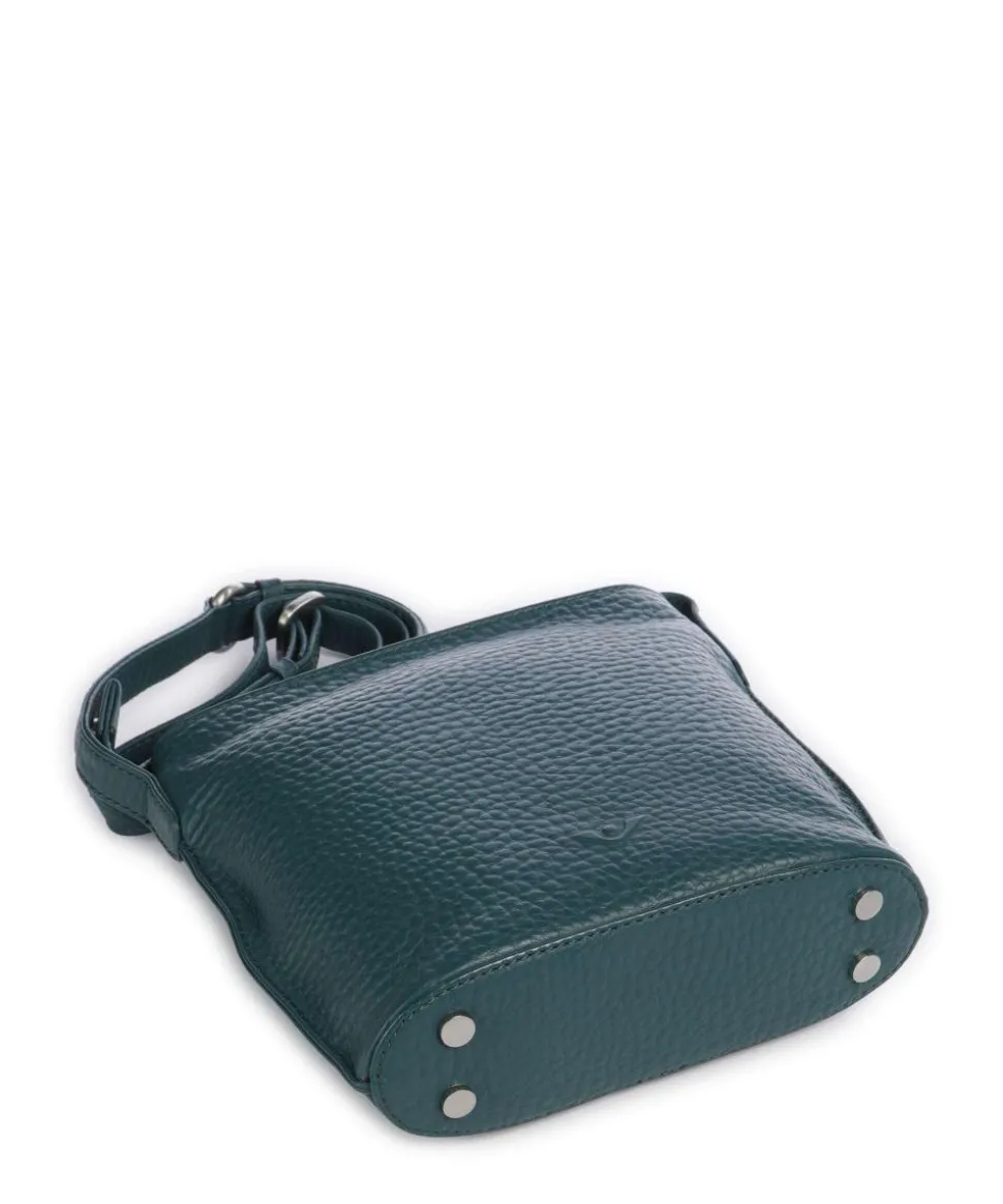 Hirsch Umhängetasche genarbtes Leder petrol