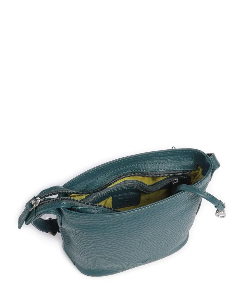 Hirsch Umhängetasche genarbtes Leder petrol