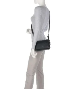 Hirsch Xantia Umhängetasche genarbtes Leder schwarz