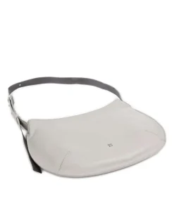 Hispani Beuteltasche fein genarbtes Leder hellgrau