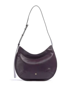 Hispani Beuteltasche fein genarbtes Leder pflaume