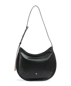 Hispani Beuteltasche fein genarbtes Leder schwarz