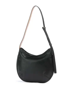 Hispani Beuteltasche fein genarbtes Leder schwarz