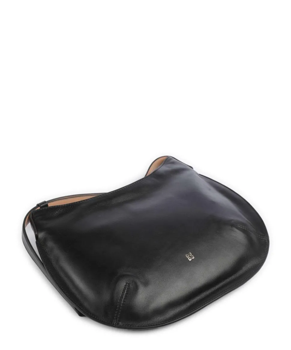 Hispani Beuteltasche fein genarbtes Leder schwarz