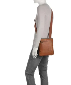 Hyde Park Brian Umhängetasche fein genarbtes Leder cognac
