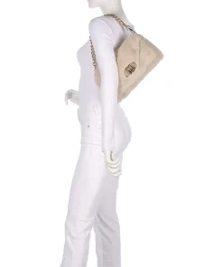 Icon M Schultertasche Kunstfell beige