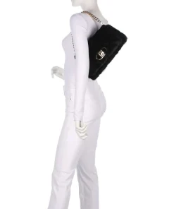 Icon M Schultertasche Kunstfell schwarz