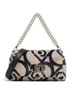 Icon M Schultertasche Kunstfell beige/schwarz