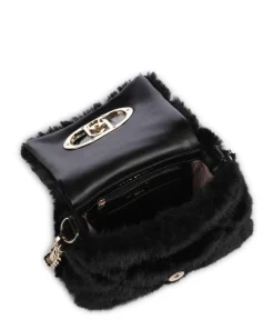 Icon S Schultertasche Kunstfell schwarz