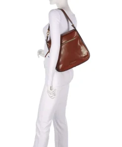 Ingrid Schultertasche fein genarbtes Rindsleder braun