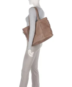 Inside Out Shopper genarbtes Leder taupe