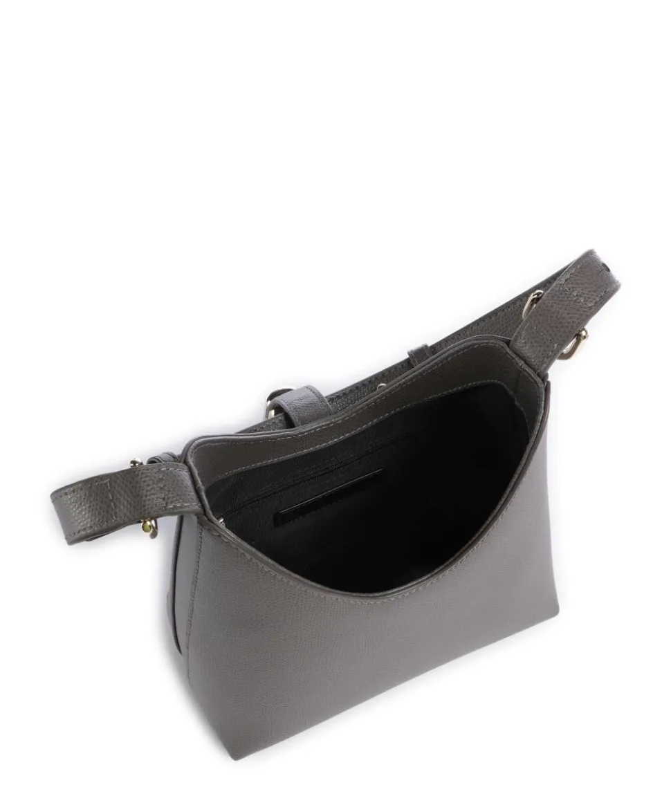 Iride Mini Schultertasche genarbtes Leder dunkelgrau