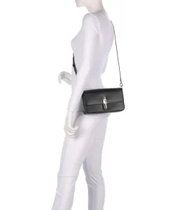 Iride S Umhängetasche genarbtes Leder schwarz