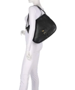 Isadora Schultertasche genarbtes Rindsleder schwarz