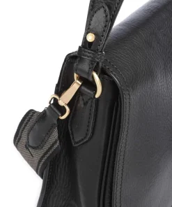 Isadora Schultertasche genarbtes Rindsleder schwarz
