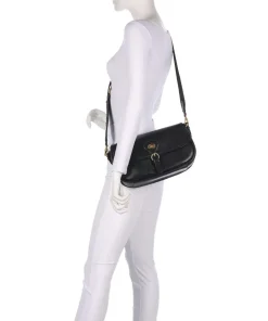 Isadora Schultertasche genarbtes Rindsleder schwarz