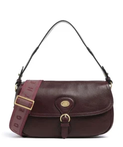 Isadora Schultertasche genarbtes Rindsleder dunkelrot