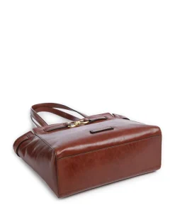 Isotta Schultertasche fein genarbtes Rindsleder braun