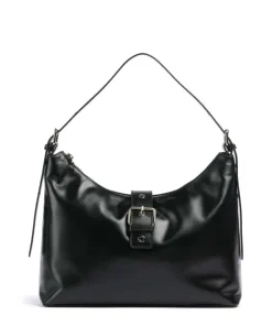 Italian Leather Rio Buckle Beuteltasche fein genarbtes Leder schwarz