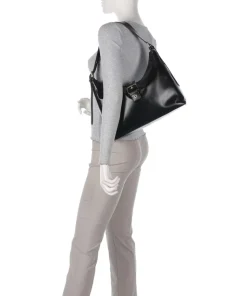 Italian Leather Rio Buckle Beuteltasche fein genarbtes Leder schwarz