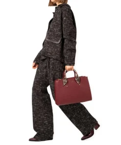 Ivy L Handtasche genarbtes Rindsleder dunkelrot