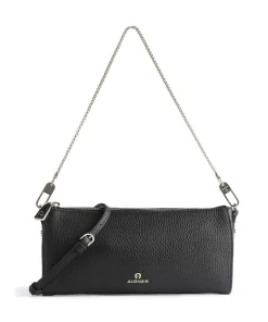 Ivy S Schultertasche genarbtes Rindsleder schwarz