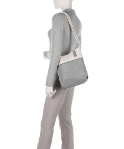 Jana J10 Schultertasche Lederimitat grau/weiß