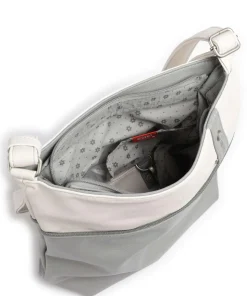 Jana J10 Schultertasche Lederimitat grau/weiß