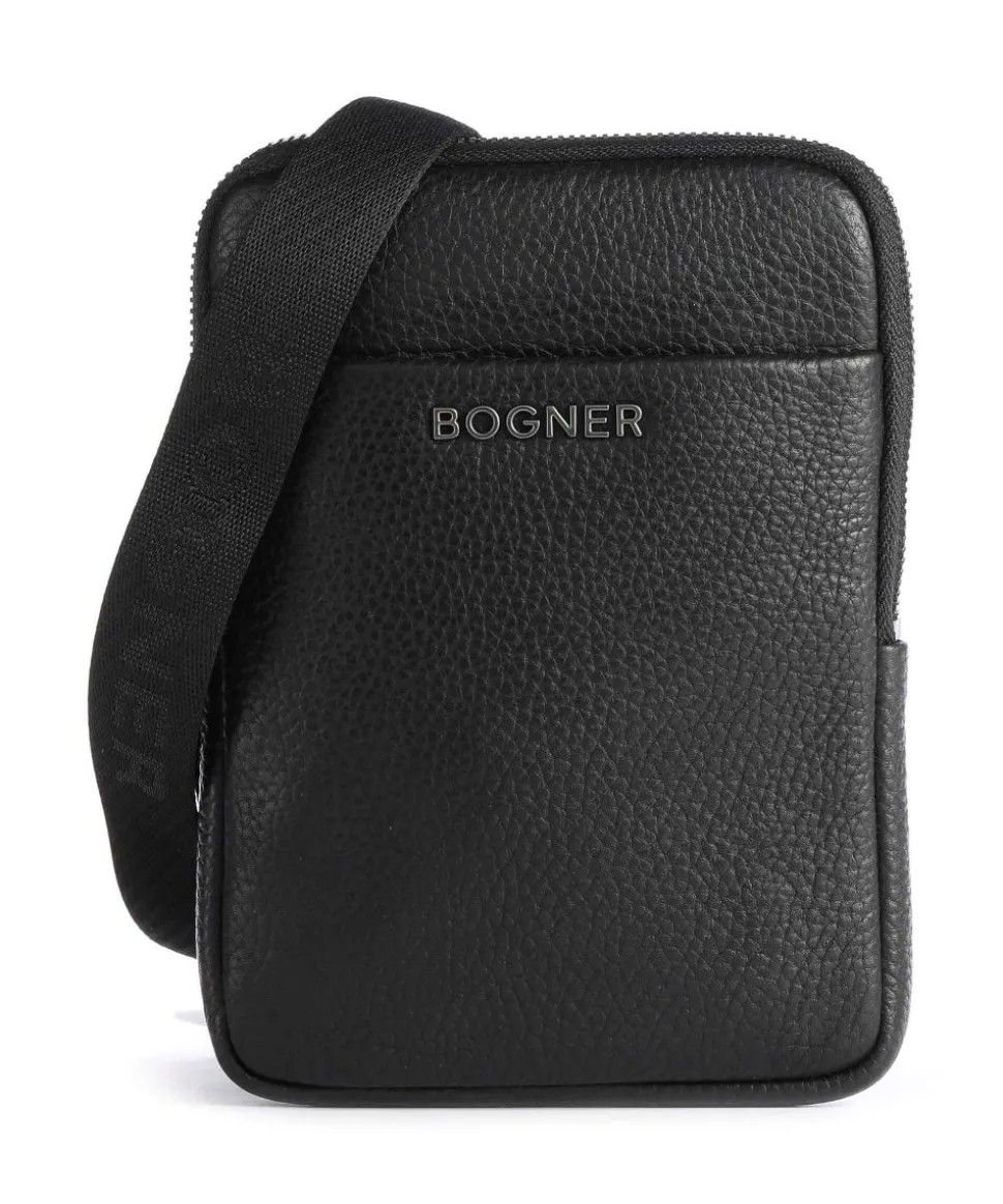 Jasper Jacob Umhängetasche genarbtes Leder schwarz