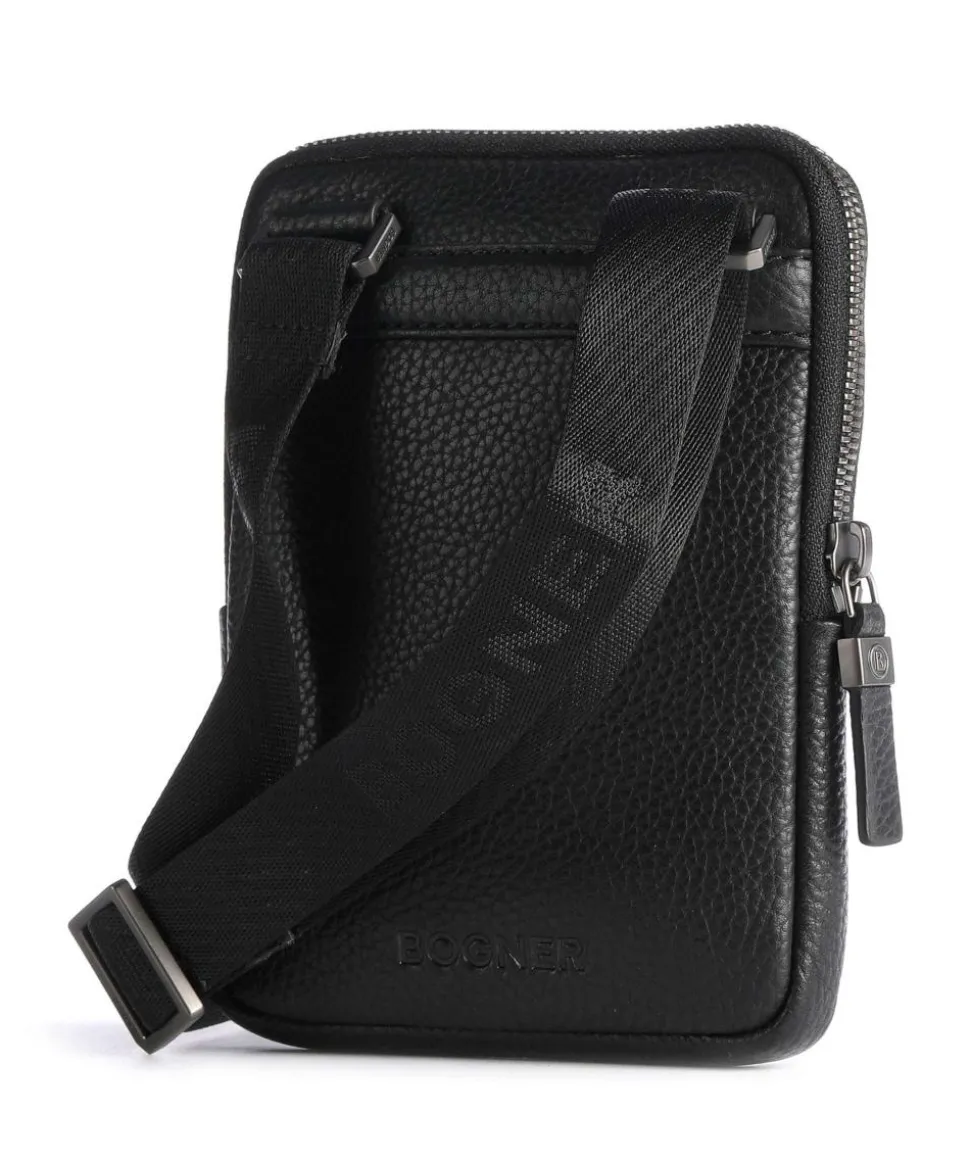 Jasper Jacob Umhängetasche genarbtes Leder schwarz