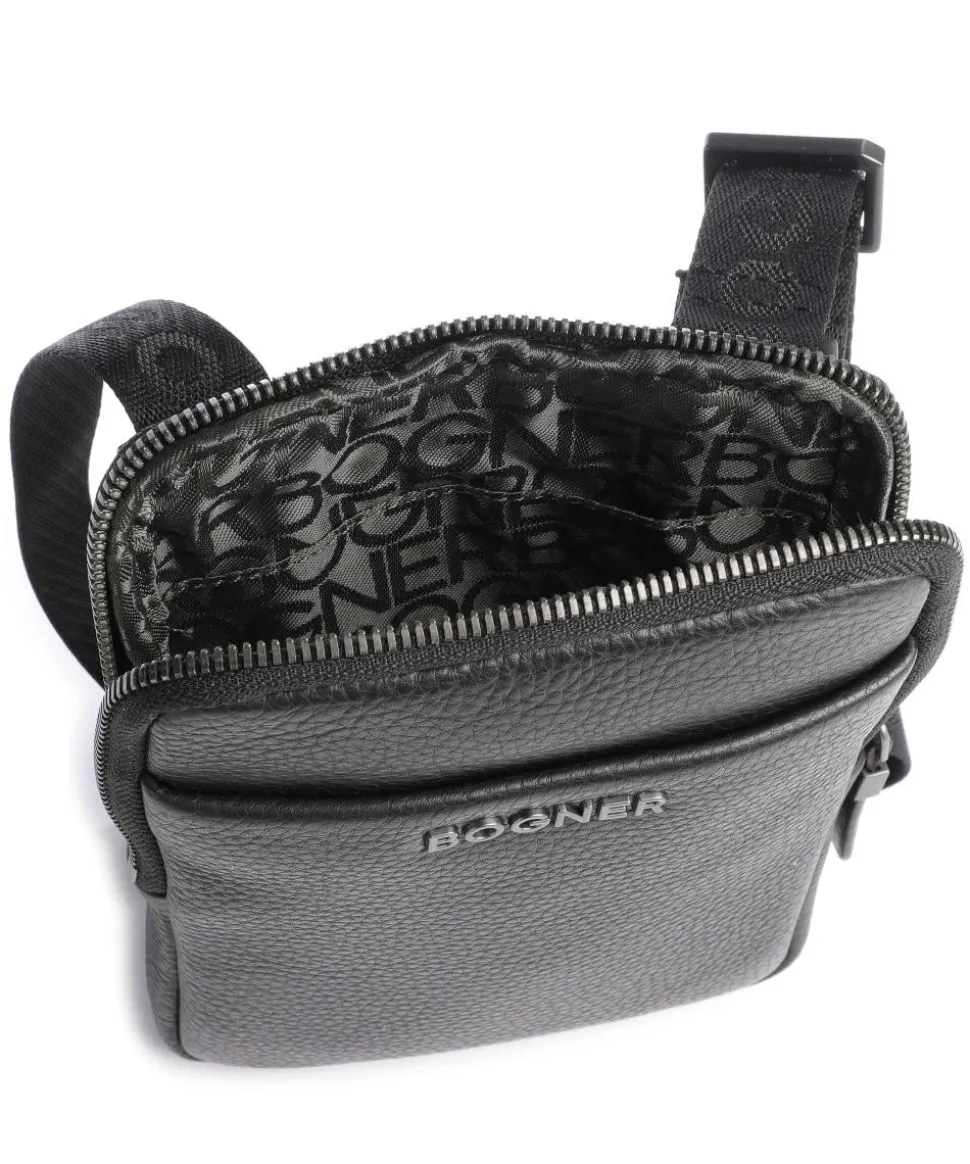 Jasper Jacob Umhängetasche genarbtes Leder schwarz