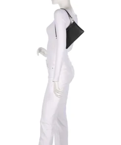 Jet Set Schultertasche genarbtes Rindsleder schwarz