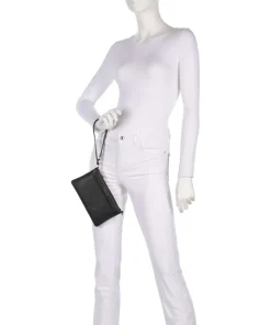 Jet Set Schultertasche genarbtes Rindsleder schwarz