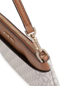 Jet Set Schultertasche Lederimitat elfenbein/braun