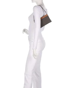 Jet Set Schultertasche Lederimitat dunkelbraun