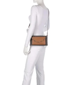 Jet Set Schultertasche Lederimitat dunkelbraun