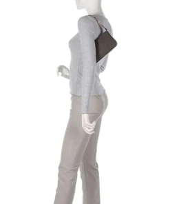 Jet Set Schultertasche Lederimitat dunkelbraun