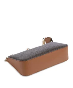 Jet Set Schultertasche Lederimitat dunkelbraun