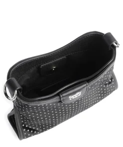 Joan Umhängetasche Lederimitat, Polyester, fein genarbtes Rindsleder schwarz