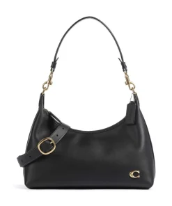 Juliet Schultertasche fein genarbtes Leder schwarz