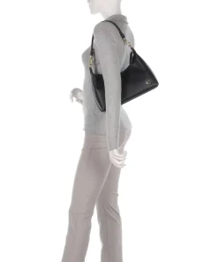 Juliet Schultertasche fein genarbtes Leder schwarz