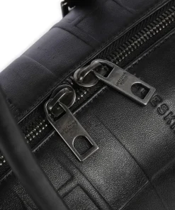 Kayla Monogram Sheep Natural S Schultertasche geprägtes Rindsleder schwarz