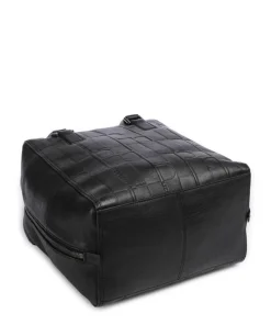 Kayla Monogram Sheep Natural M Handtasche geprägtes Rindsleder schwarz